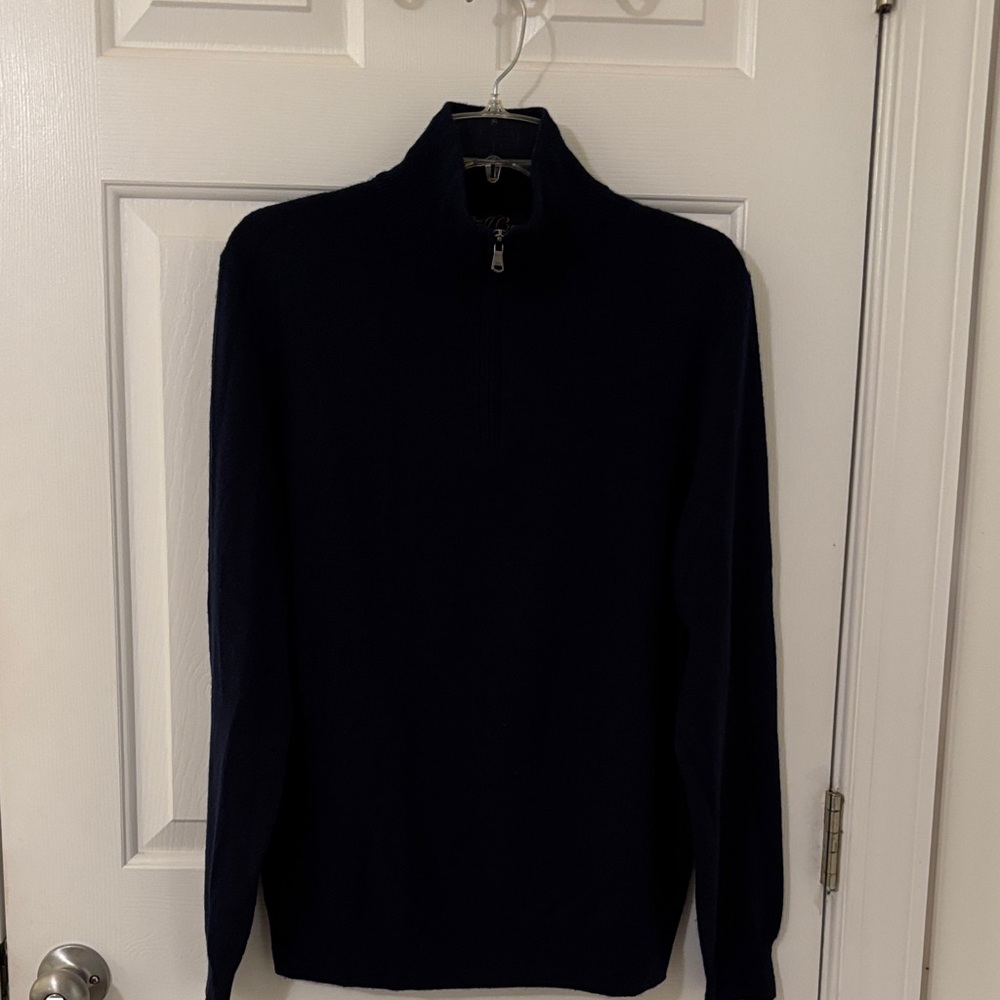 J. Crew Cashmere Men's Dark Blue Zip-Up Sweater
